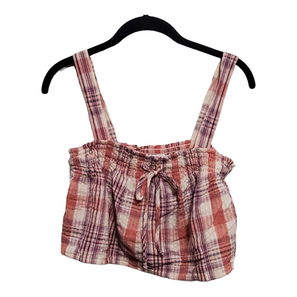 American Eagle Crop Top Pink Plaid Size XS Boho Cottagecore Summer NEW